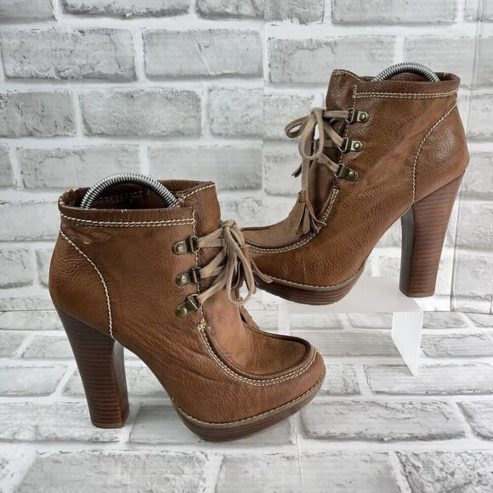Mia Women's Size 10 Brown Platform Y2K Boots with Tassels
